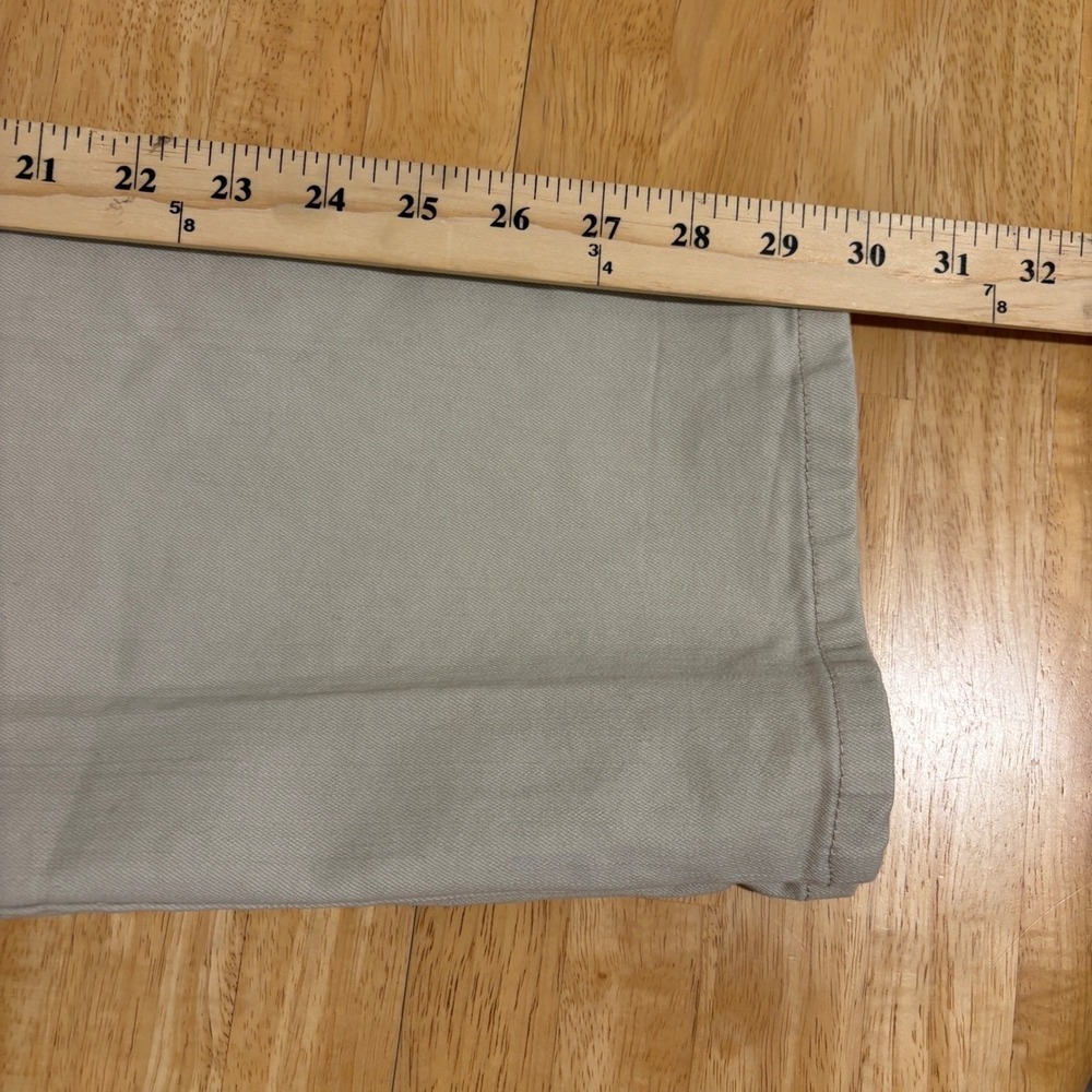 Chicos 2.5 Beige Tan Straight Leg Cotton Stretch Pants Sz 14 Embroidered Pockets - Picture 6 of 8